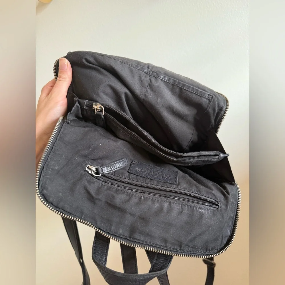 Vilenca Holland Black Woven Leather Backpack